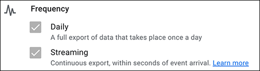 GA4 Export Frequency Dialog