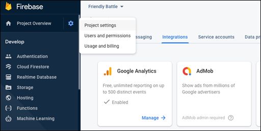 Firebase UI Integration Settings