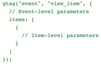 Gtag Ecommerce Structure