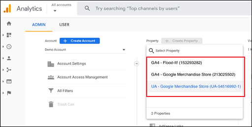 UA and GA4 Properties